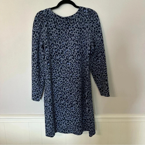 Talbots Women’s Long Sleeve Blue Leopard Print Sweatshirt Cotton Dress Sz L GUC - Picture 8 of 8